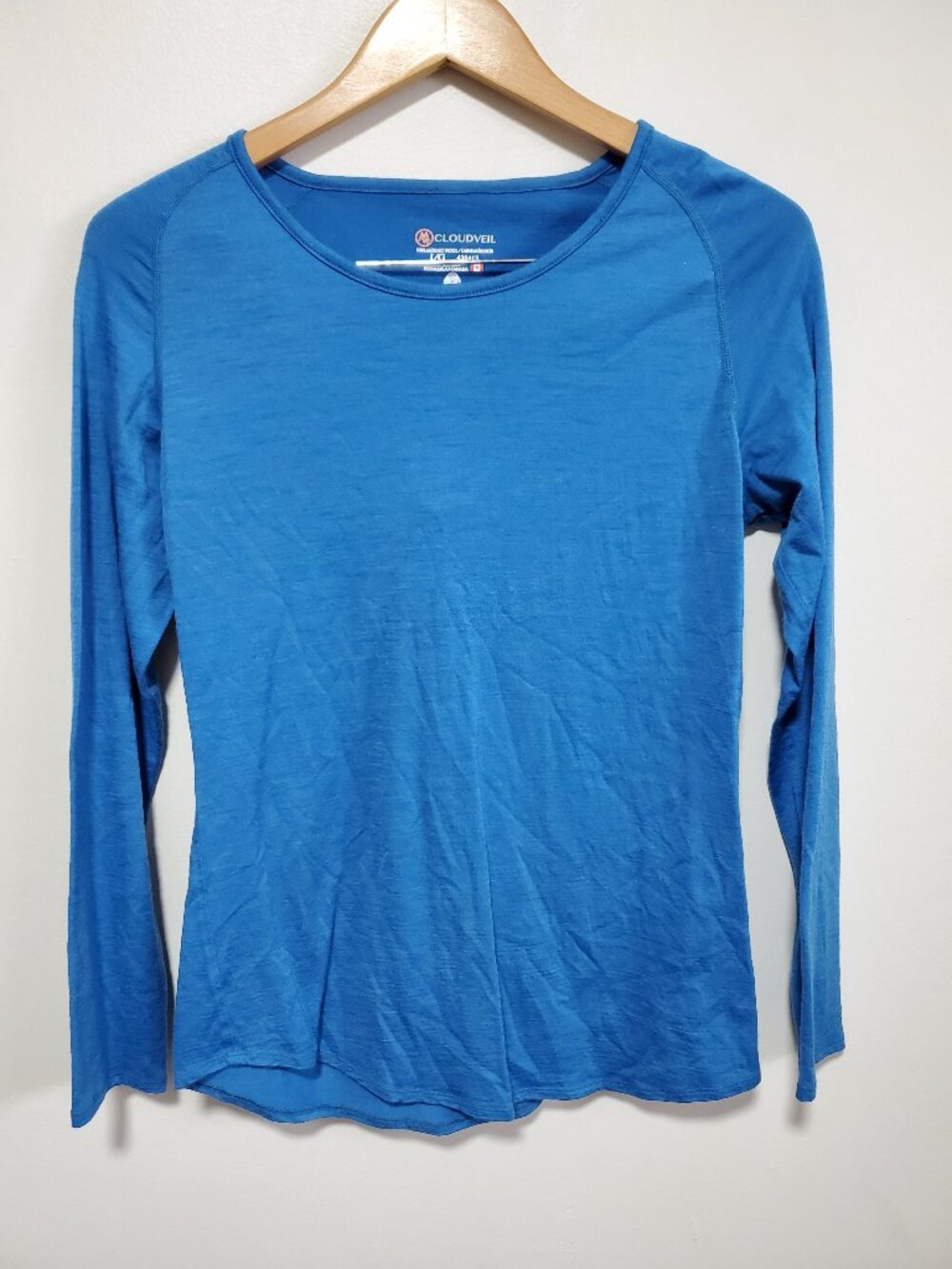 CLOUDVEIL 100% Merino Wool Base Layer Top Grey Large Shirt Long Sleeve Gorpcore